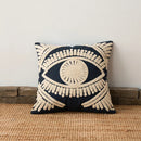 Axyaa Ivory Navy Cotton Embroidery Throw Pillow Cover Pink Decor Pillowcase