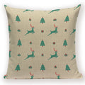 Axyaa Festive Santa Claus Christmas Tree Linen Throw Pillow Case