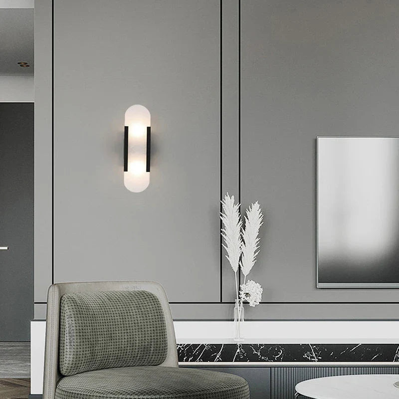 Axya Marble Wall Lamps: Minimalist Nordic LED Sconce for Living Room, Bedroom, and Bathroom