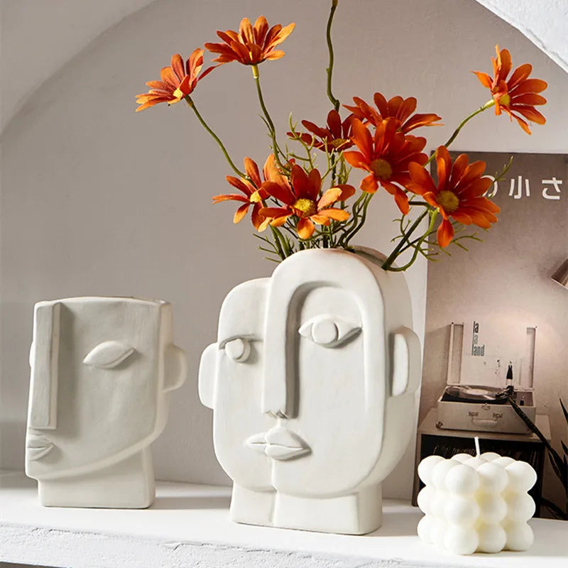 Axya™ Face Ceramic Vase: Nordic Home Decor, Flower Pot Creative Body Vases