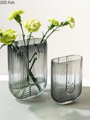 Axyaa Striped Glass Vase for Modern Flower Arrangement and Home Decor