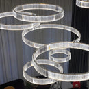 Axyaa Luxury Crystal LED Chandelier - Dimmable Villa Stairs Circle Lighting