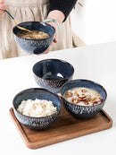 Axyaa Hand-Painted Ceramic Noodle Bowl 5-Inch - Kiln Glazed, Anti-Scalding, Household Eating Bowl