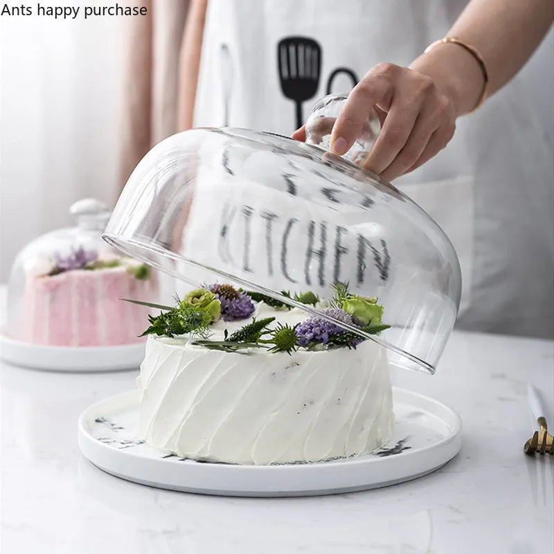 Axya Glass Cake Pan with Lid Display Stand for Desserts and Snacks