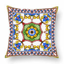 Axyaa Watercolor Geometric Flowers Polyester Cushion Cover Sofa Throw Pillow Cover