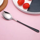 Axyaa Stainless Steel Long Handle Fork Spoon Set for Ice Cream Fruit Salad