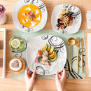 Axya Decal Pattern 18-Piece Porcelain Dinnerware Set, Kitchen Plate Set