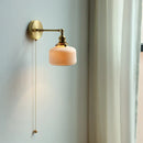 Axyaa Ceramic Copper Arm Wall Lamp with Pull Chain Switch, Japan Style