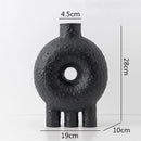 Axyaa Circle Texture Black and White Ceramic Vase - Modern Abstract Floral Home Decor
