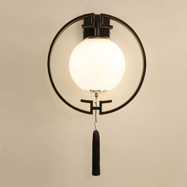 Axyaa Round Iron Glass Wall Lamp Sconce