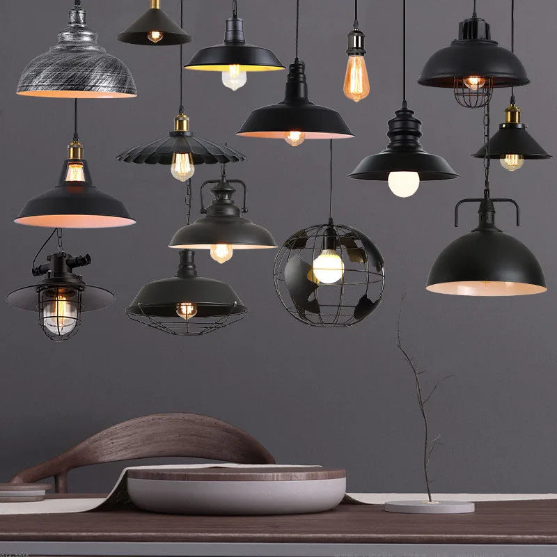 Axyaa Black Metal Pendant Lamp for Farmhouse Kitchen Island Lighting