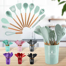Axyaa Silicone Kitchen Utensils Set with Wooden Handle - Cooking Tools & Egg Beaters
