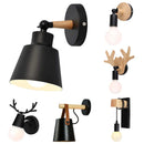 Axyaa Nordic Wood Wall Lights Black White Modern LED Sconce