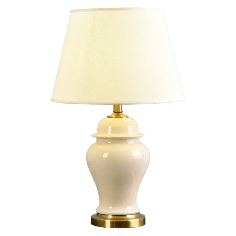 Axyaa Chinese Style Ceramic Table Lamps for Living Room Bedroom, E27 Bulb, Button Switch