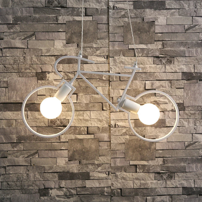 Axya Iron Bike Pendant Light: Industrial Ceiling Chandelier for Trendy Room Decor