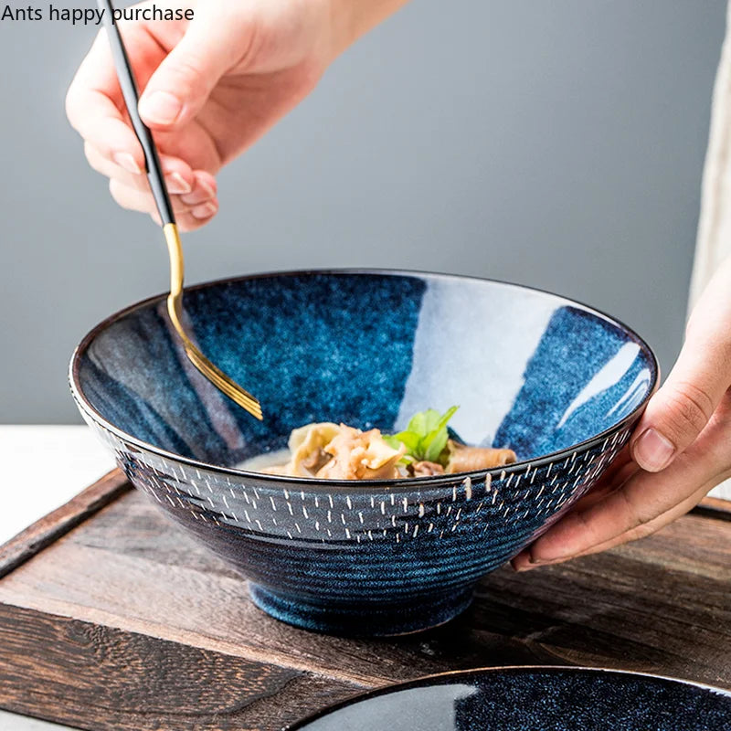 Axya Blue Ceramic Soup Bowl Set for Elegant Dining and Serving