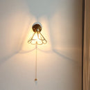 Axyaa Glass LED Wall Light Copper Lampshade Pull Chain Switch Bathroom Mirror