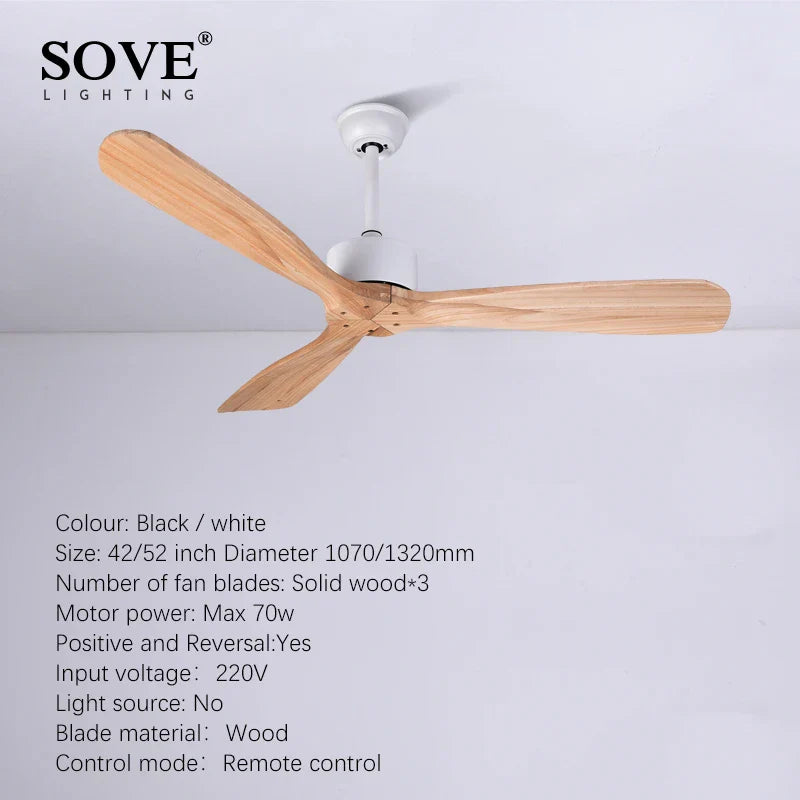 Axya Simple Wood Ceiling Fan with Remote Control for Room Loft