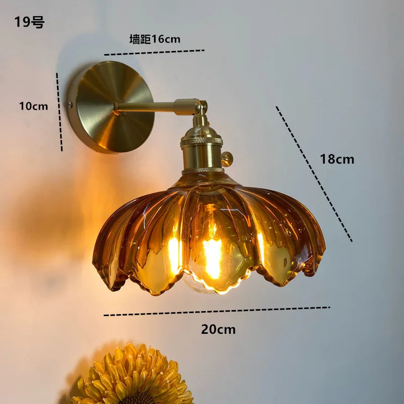 Axyaa Clear Glass LED Wall Sconce Switch Lamp for Bathroom Mirror Stairway, Nordic Copper Influence