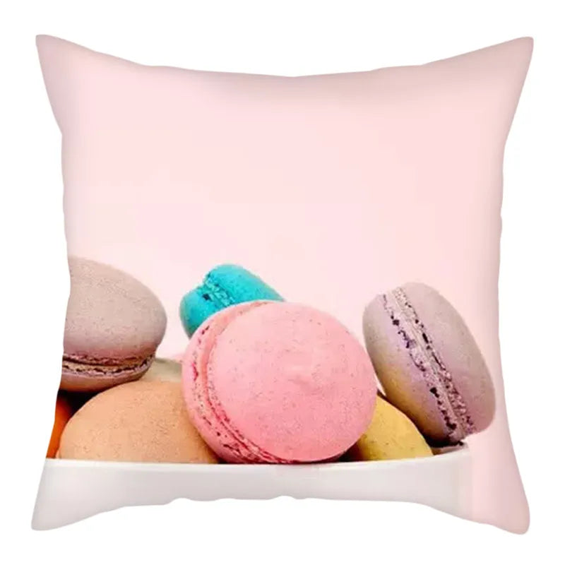 Axyaa Biscuits Cake Print Decor Pillow Cover for Home Sofa Decoration