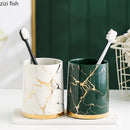 Axya Marble Pattern Ceramic Toothbrush Cup Set