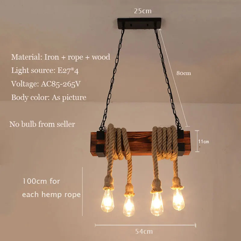 Axyaa Retro Industrial Wood Chandelier Pendant Lamp E27 Hanging Fixture