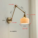 Axyaa Copper Long Arm Wall Sconce with Pull Chain Switch & Ceramic Lampshade