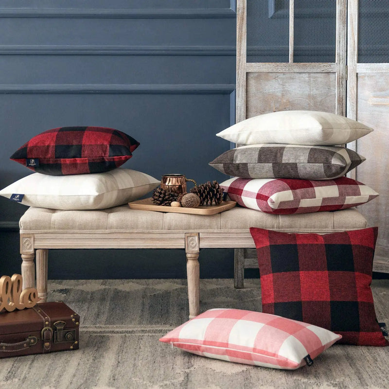 Axyaa Buffalo Plaid Cushion Cover 45*45 for Living Room Sofa - Home Decoration