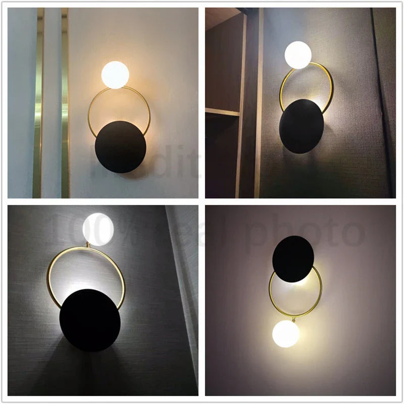 Axyaa Golden Ring Wall Sconce: Modern Nordic Bedside & Living Room Lighting
