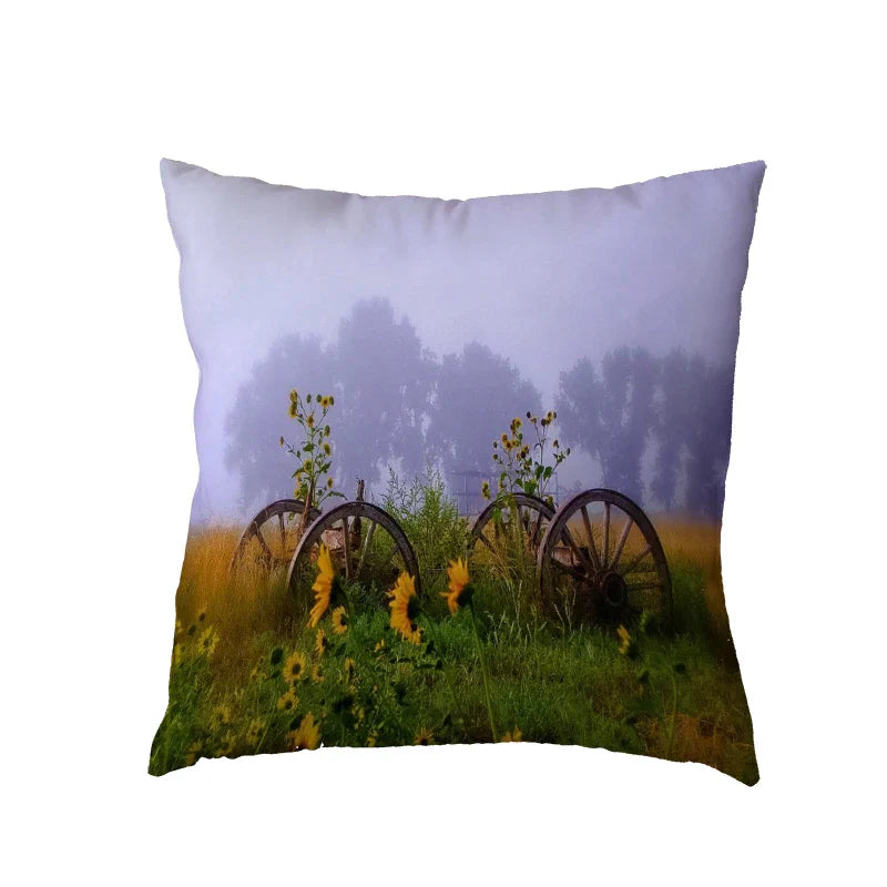 Axyaa Waterfall Maple Lake Forest Decor Pillow Cover Case