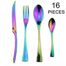 Axyaa 16-Piece Black Stainless Steel Cutlery Set for Dining and Entertaining