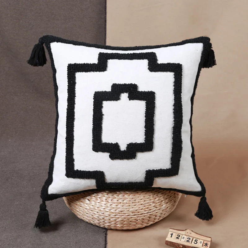 Axyaa Tufted Geometric Cushion Cover for Modern Home Decor