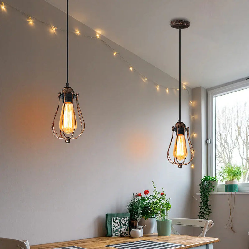Axyaa Rustic Wire Metal Cage Wall Sconce E27 Adjustable Industrial Retro Wall Lamp