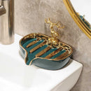 Axya Ceramic Soap Dish Holder for Bathroom Drainage