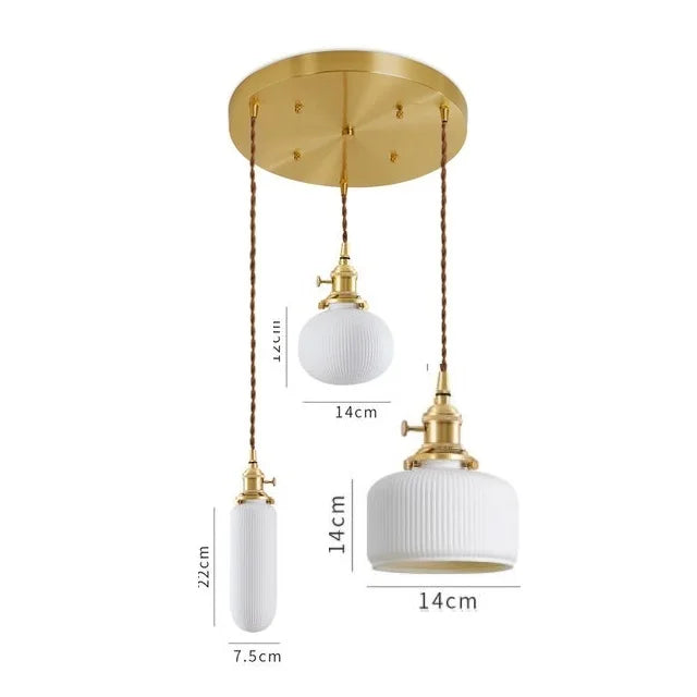 Axyaa Ceramic LED Pendant Light - Modern Copper Hanging Lamp