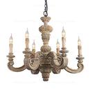 Axyaa Italian Murano Retro Chandelier Wooden Carved Hanging Lights Vintage Elegant Bedroom Living Room