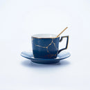 Axyaa Marble Ceramic Tea Set 200ml Nordic Coffee Cup Saucer Spoon Matt Porcelain