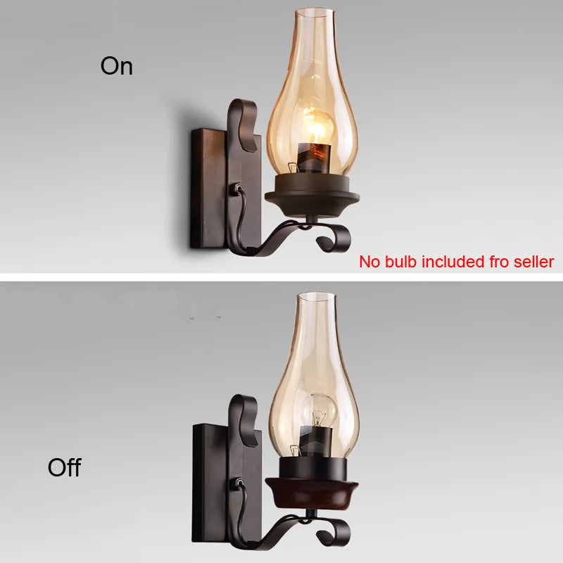 Axyaa Industrial Glass Wall Light for Restaurant Corridor Bedroom Living Room