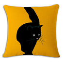 Axyaa Red Black Cat Print Cushion Cover 45X45CM for Home Decor