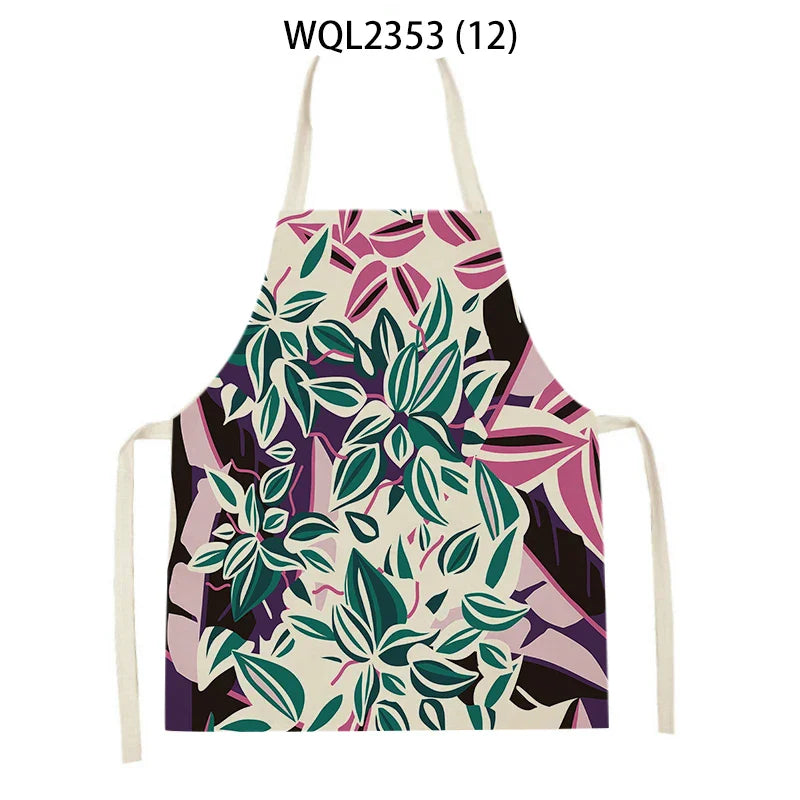 Axyaa Tropical Floral Kitchen Apron for Cooking, Baking, Cleaning - 47x38cm