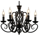 Axyaa Black Wrought Iron Loft Chandelier for Living Room & Bar, E14 Luminaria