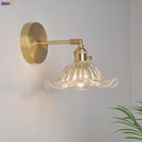 Axyaa Copper Glass LED Wall Lamp Switch Japanese Nordic Style Bedroom Bathroom Mirror Stair Light Wall Sconce