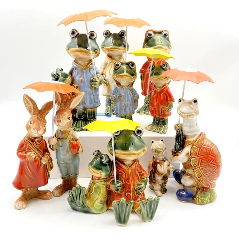 Axya Rustic Ceramic Frog for Home and Garden Decoration