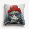 Axyaa Thinking Gorilla Painting Decorative Cushion Cover 45x45CM Cotton Linen Pillow Cover