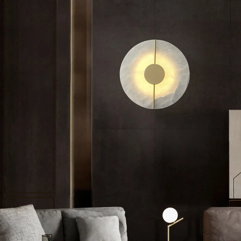 Axyaa Circular Marble Decor Lamp for Luxury Living Spaces