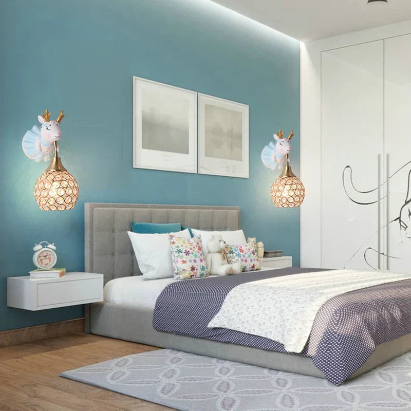 Axyaa Elephant Deer Child Room Wall Lamp for Kids Bedroom - Resin Animal Design