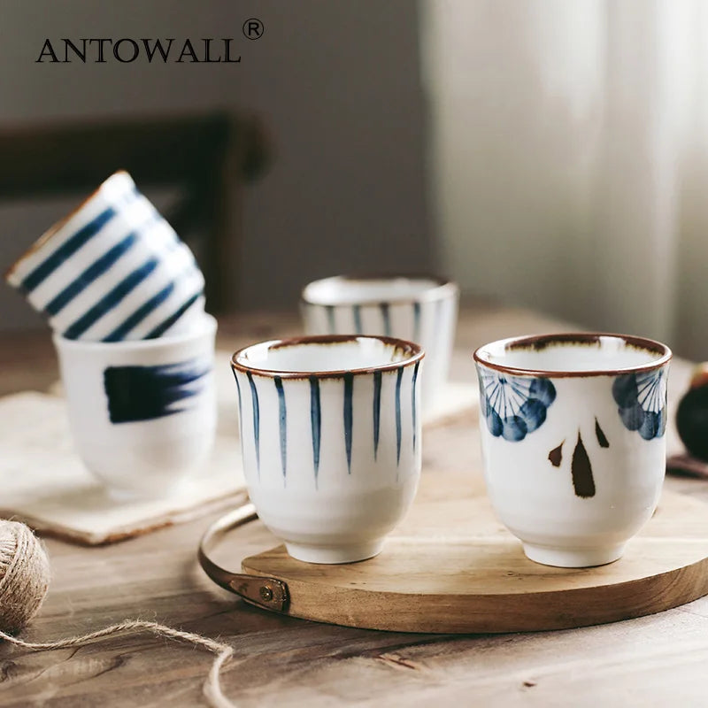 Axya Hand-Painted Underglazed Teacups Set for Japanese Cuisine Restaurant