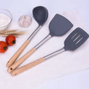 Axyaa Silicone Kitchen Utensils Set with Wooden Handles