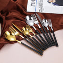 Axyaa Marble Pattern Cutlery Set: Knife, Fork, Spoon - Western Style, Stainless Steel
