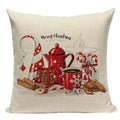 Axyaa Christmas Deer Snowman Cartoon Cushion Cover - Festive Decor Pillowcase